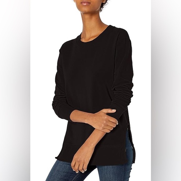 Daily Ritual Modal Blend Long Sleeve Crew Neck Sweatshirt M Medium Black - Picture 1 of 8
